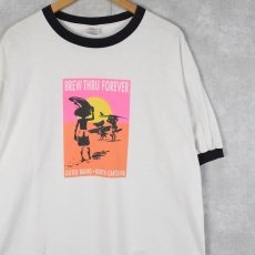 画像1: "BREW THRU FOREVER" イラストプリントリンガーTシャツ XL (1)
