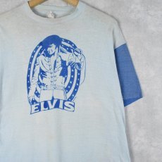 画像1: 70's ELVIS 染み込みプリント ロックシンガーTシャツ (1)