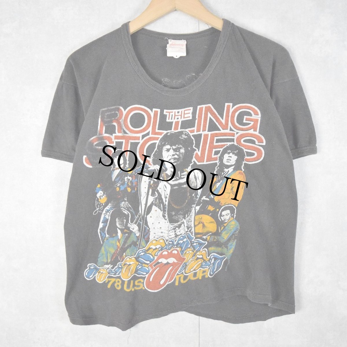 画像1: 70's The Rolling Stones "78' WORLD WIDE TOUR" ロックバンドツアーTシャツ M (1)