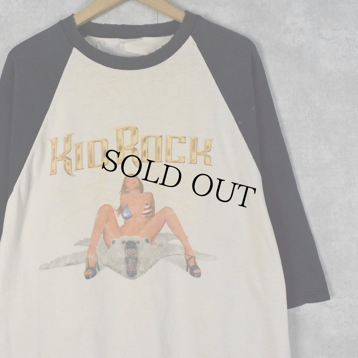 画像1: KID ROCK "NORTH OF DETROIT, WAY SOUTH OF HEAVEN" ロックミュージシャンラグランTシャツ (1)