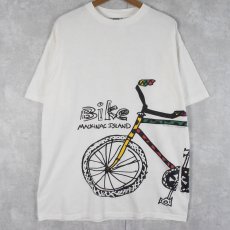 画像1: 90's GRAVITY GRAPHICS USA製 "Bike BLOCK ISLAND" 自転車プリントTシャツ L (1)