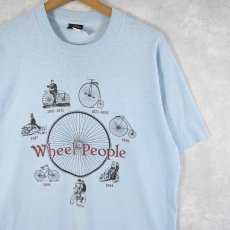画像1: 80〜90's USA製 "Wheel People" 自転車プリントTシャツ L (1)