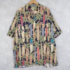 画像1: 【SALE】 80〜90's Reyn Spooner サーフボード柄 レーヨンアロハシャツ XL (1)