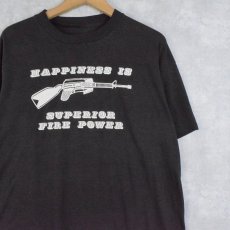 画像1: 80's "HAPPINESS IS SURPERIOR FIRE POWER" プリントTシャツ (1)