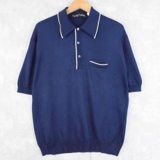 画像1: TRICOT LUX FRANCE製 ニットポロシャツ NAVY (1)