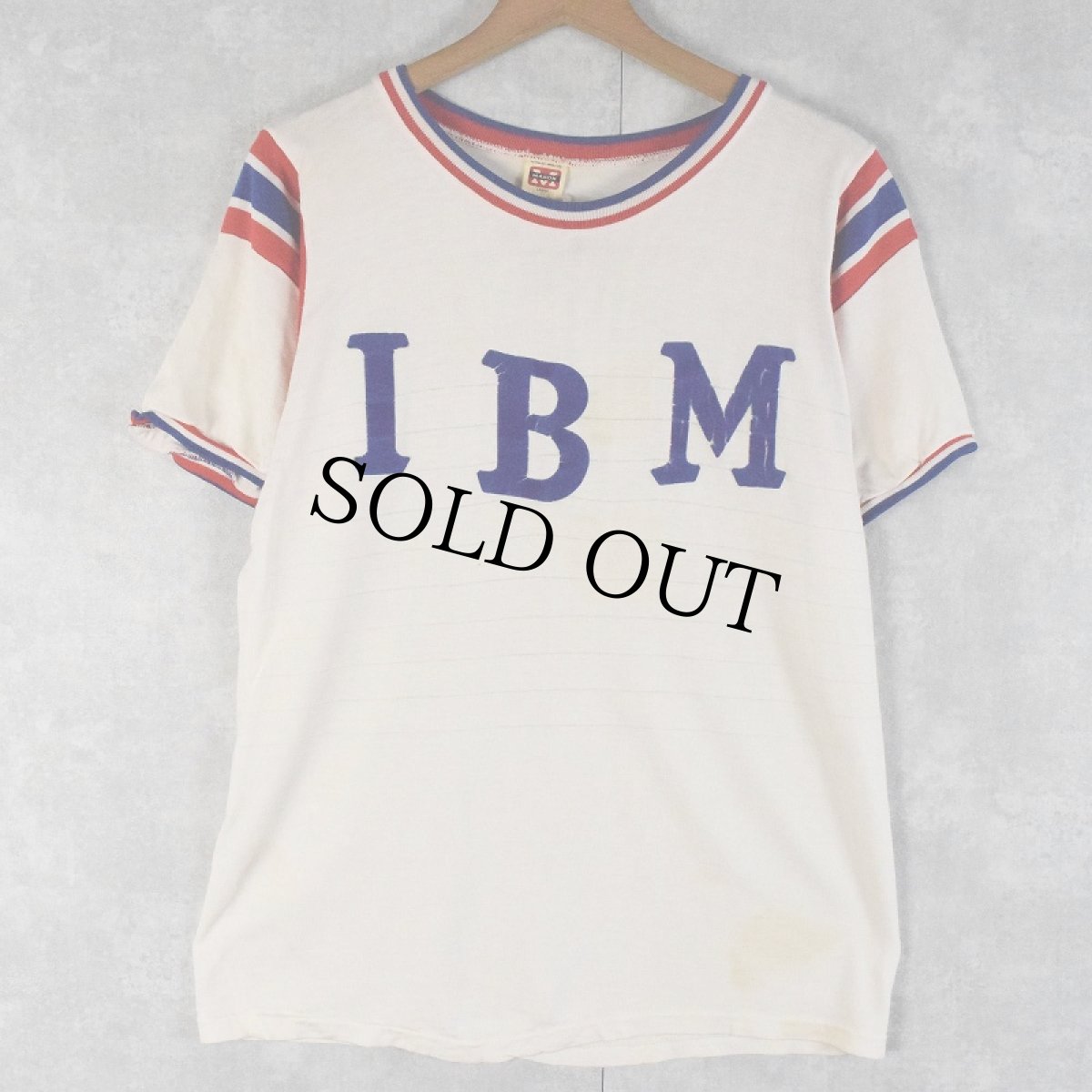 画像1: 60's MASON USA製 "IBM" フロッキープリント レーヨンTシャツ L (1)
