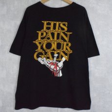 画像2: LORD'S GYM "HIS PAIN YOUR GAIN" ジーザスプリントパロディTシャツ BLACK (2)