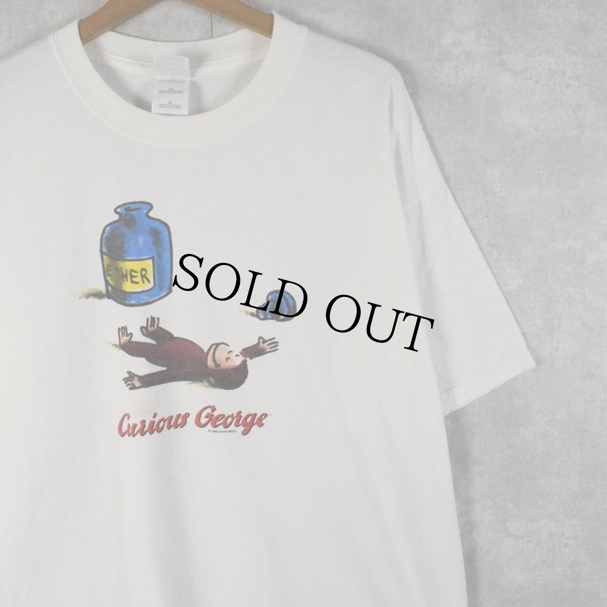 画像1: 90's Curious George キャラクタープリントTシャツ XL (1)