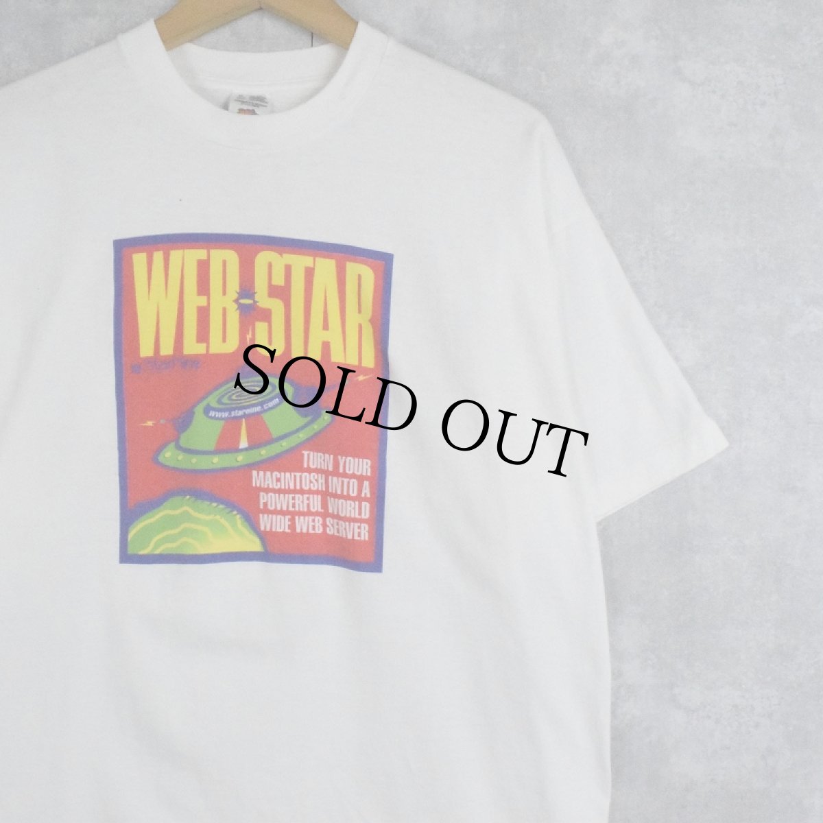 画像1: 90's "WEB-STAR by StarMine" テクノロジー企業イラストプリントTシャツ XL (1)