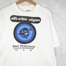 画像1: 90's USA製 "all-rite signs" スカルプリントTシャツ L (1)