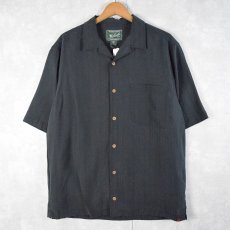 画像1: Woolrich ストライプ柄織り レーヨン×ポリエステルシャツ オープンカラーシャツ M (1)
