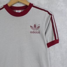 画像2: 80's adidas USA製 ロゴプリント サイドライン リンガーTシャツ S (2)