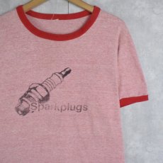 画像1: 70〜80's "Sparkplugs" ネジイラスト リンガーTシャツ (1)