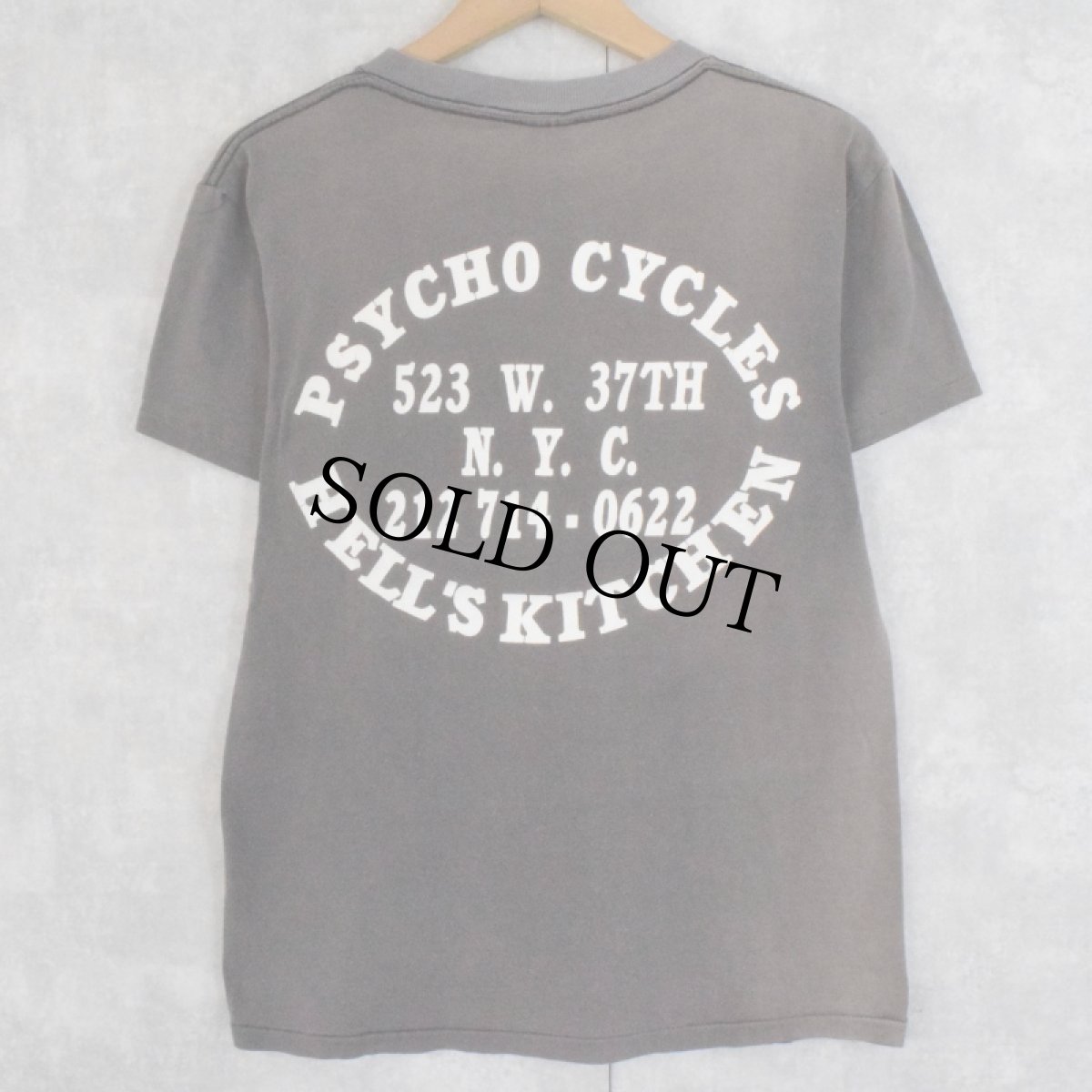 画像2: 90's PSYCO CYCLES USA製 チョッパーバイクカスタムショッププリントTシャツ S (2)