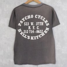 画像2: 90's PSYCO CYCLES USA製 チョッパーバイクカスタムショッププリントTシャツ S (2)
