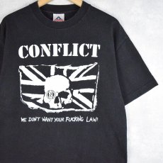 画像1: 2000's CONFLICT "WE DONT WANT YOUR FUCKING LAW" ハードコアパンクバンドTシャツ L (1)