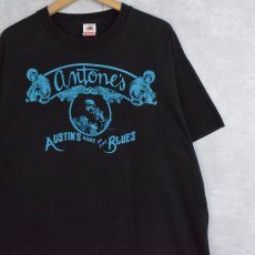 画像1: 90's antone's USA製 "AUSTIN'S HOME OF THE BLUES" ブルース ナイトクラブプリントTシャツ BLACK XL (1)