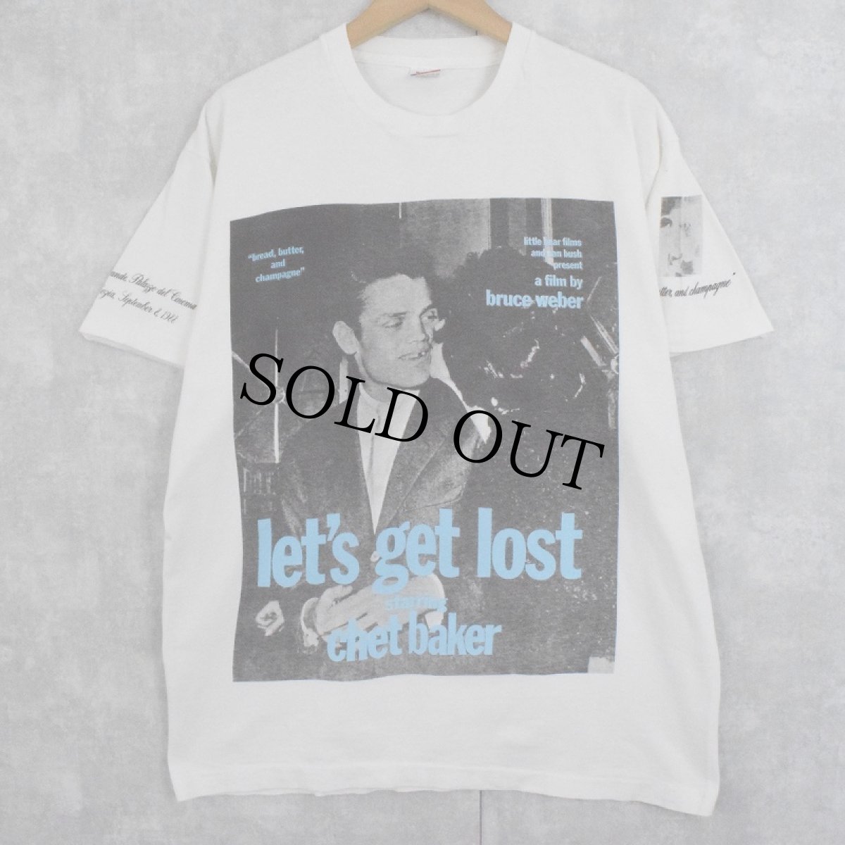 画像1: 90's BRUCE WEBER USA製 "let's get lost starring chet baker" フォトプリントTシャツ XL (1)