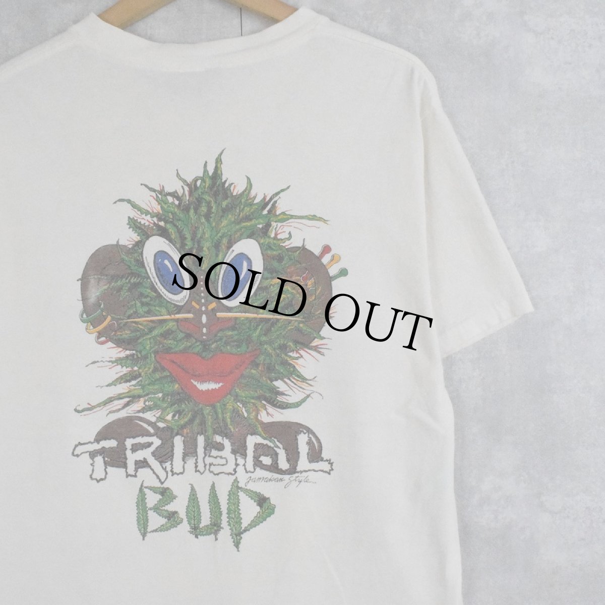 画像1: 90's USA製 "MR BuD hEad" ラスタカラー ガンジャプリントパロディTシャツ L (1)