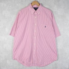 画像1: POLO Ralph Lauren "BIG SHIRT" ストライプ柄 ロゴ刺繍ボタンダウンコットンシャツ L (1)