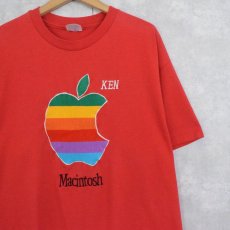 画像1: 〜90's Apple USA製 "Macintosh" レインボーロゴ刺繍Tシャツ XL (1)