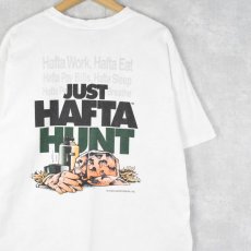 画像1: 90's USA製 "JUST HAFTA HUNT" プリントTシャツ XL (1)
