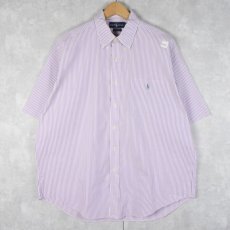 画像1: POLO Ralph Lauren "BIG SHIRT" ストライプ柄 ロゴ刺繍ボタンダウンコットンシャツ L (1)