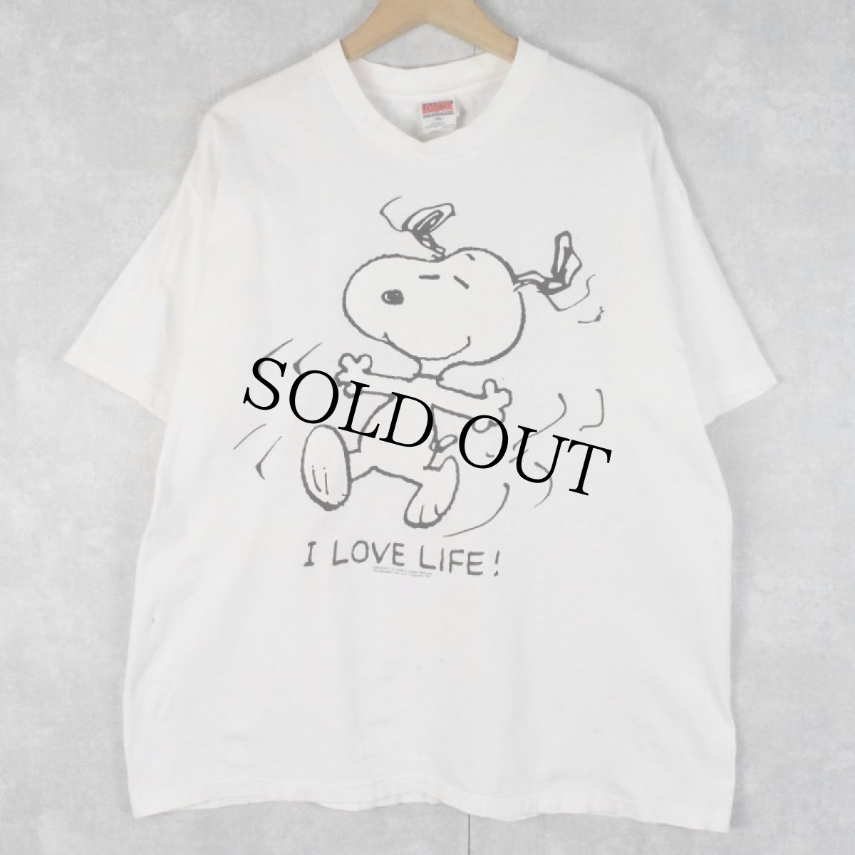 画像1: 90's SNOPPY USA製 "I LOVE LIFE !" キャラクターTシャツ L (1)