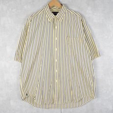 画像1: POLO Ralph Lauren "BIG SHIRT" ストライプ柄 ロゴ刺繍ボタンダウンコットンシャツ L (1)