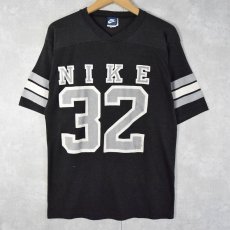 画像1: 80's NIKE 紺タグ USA製 "NIKE 32" Vネック フットボールTシャツ M (1)