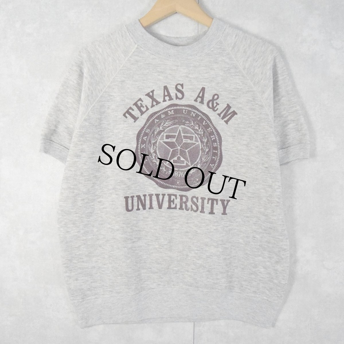 画像1: 80's USA製 "TEXAS A&M UNIVERSITY" プリント半袖スウェット L (1)