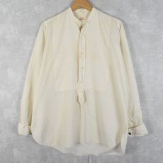 画像1: 【SALE】 40's "イカ胸×デタッチャブルカラー×マチ付き×織り柄" コットンドレスシャツ (1)