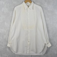 画像1: 【SALE】 40's "イカ胸×ダブルカフス×マチ付き×織り柄" コットンドレスシャツ (1)