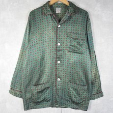 画像1: VINTAGE EURO コットン×レーヨン 総柄 パジャマシャツ (1)