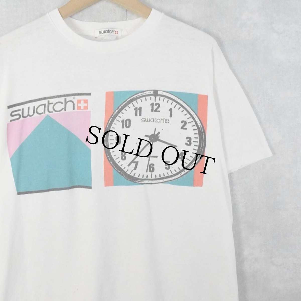 画像1: 90's swatch 時計ブランド ロゴプリントTシャツ (1)