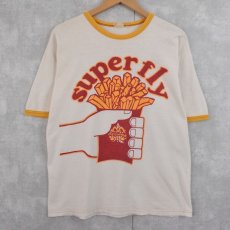 画像1: 90's "superfly" パロディプリントリンガーTシャツ (1)