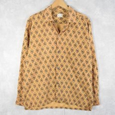画像1: 60's PILGRIM 総柄 オープンカラーコットンシャツ M (1)