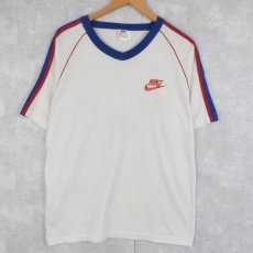 画像1: 70〜80's NIKE USA製 Vネック ロゴプリントTシャツ L (1)