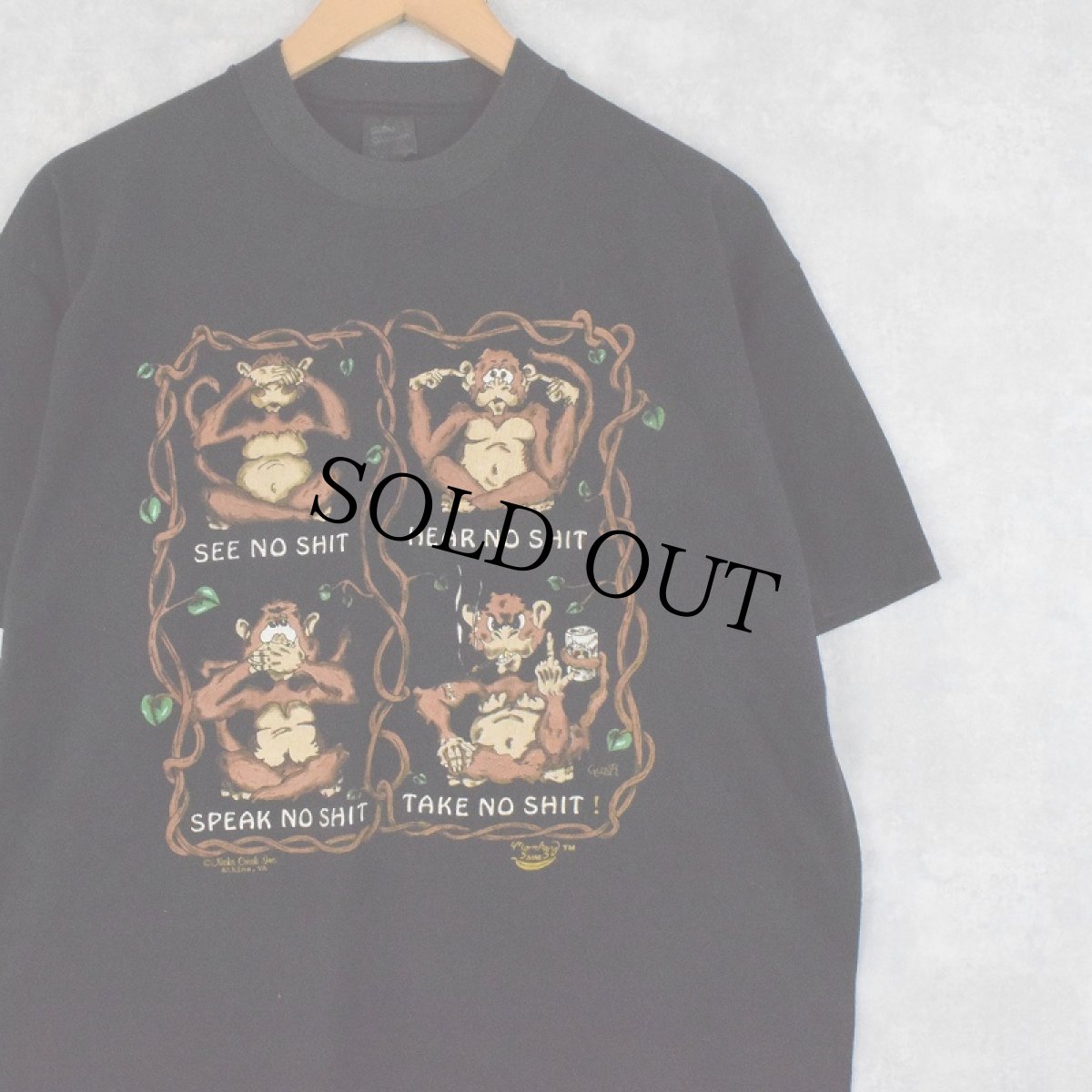 画像1: 90's USA製 "Monkey SHINES" モンキーイラストTシャツ L (1)
