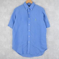 画像1: Ralph Lauren "CLASSIC FIT" リネン ボタンダウンシャツ M (1)