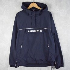 画像1: 2000's UMBRO ロゴ刺繍 ナイロンアノラックパーカー NAVY S (1)