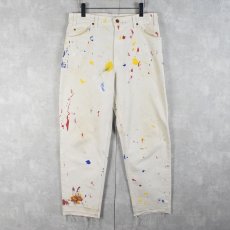 画像1: 90's Levi's 550 USA製 ペンキペイント ホワイトデニムパンツW33 (1)