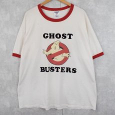 画像1: 90's〜 GHOST BUSTERS USA製 フロッキープリントリンガーTシャツ 2X (1)