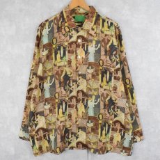 画像1: 70's "ARROW COLLARS & SHIRTS FOR DRESS" 総柄ポリシャツ (1)