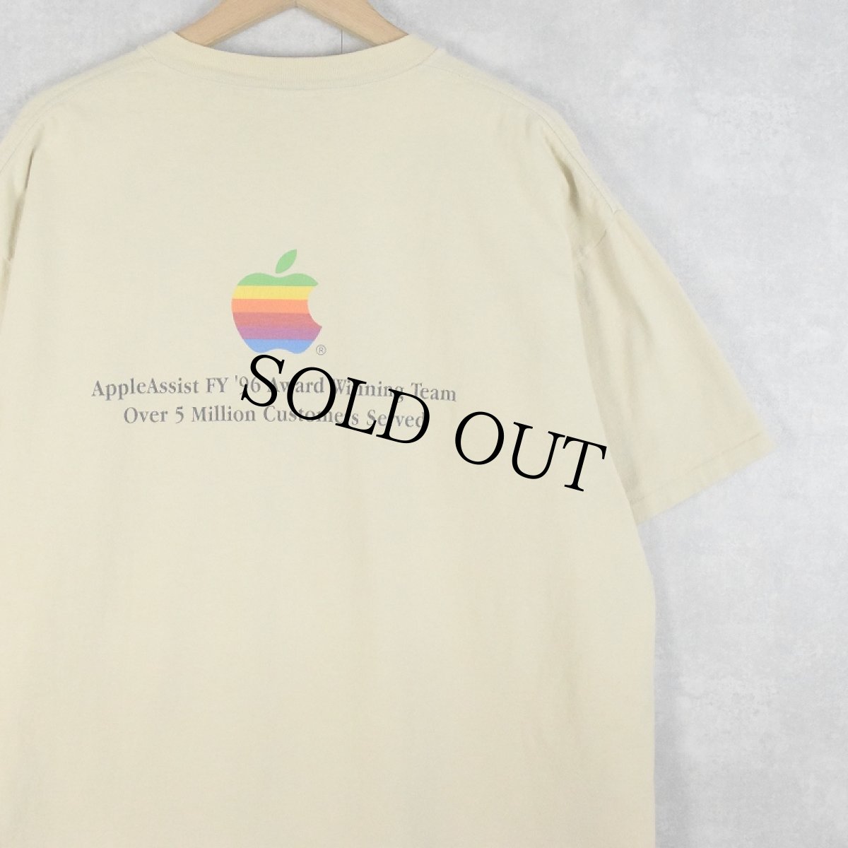 画像1: 90's apple USA製 "Apple Assist" レインボーロゴ プリントTシャツ XL (1)