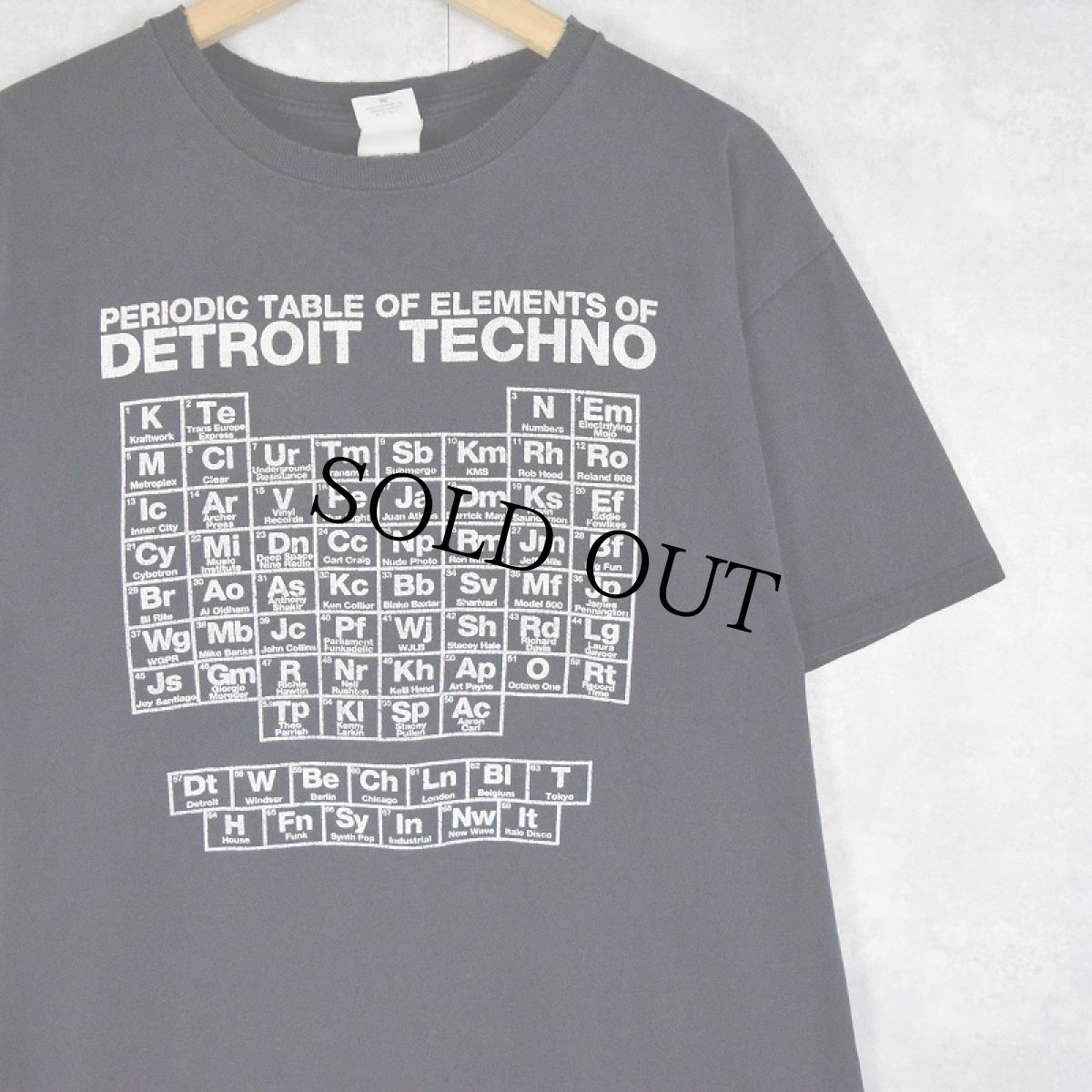 画像1: "Periodic Table of the Elements of DETROIT TECHNO" 周期表プリントTシャツ BLACK L (1)