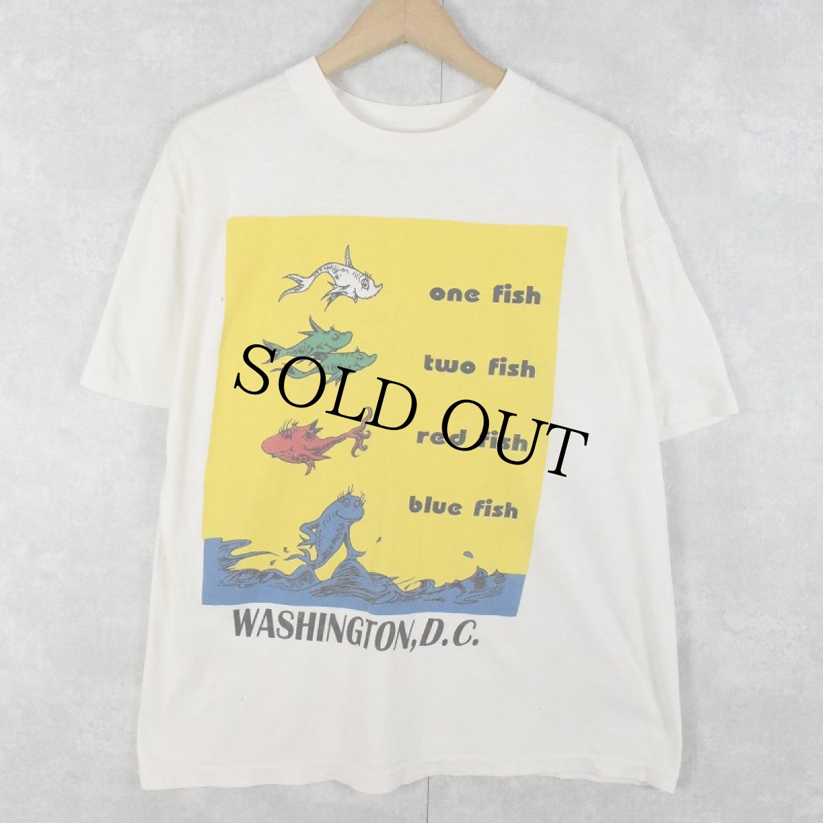 画像1: 90's "WASHINGTON, D.C." 魚イラストプリントTシャツ (1)