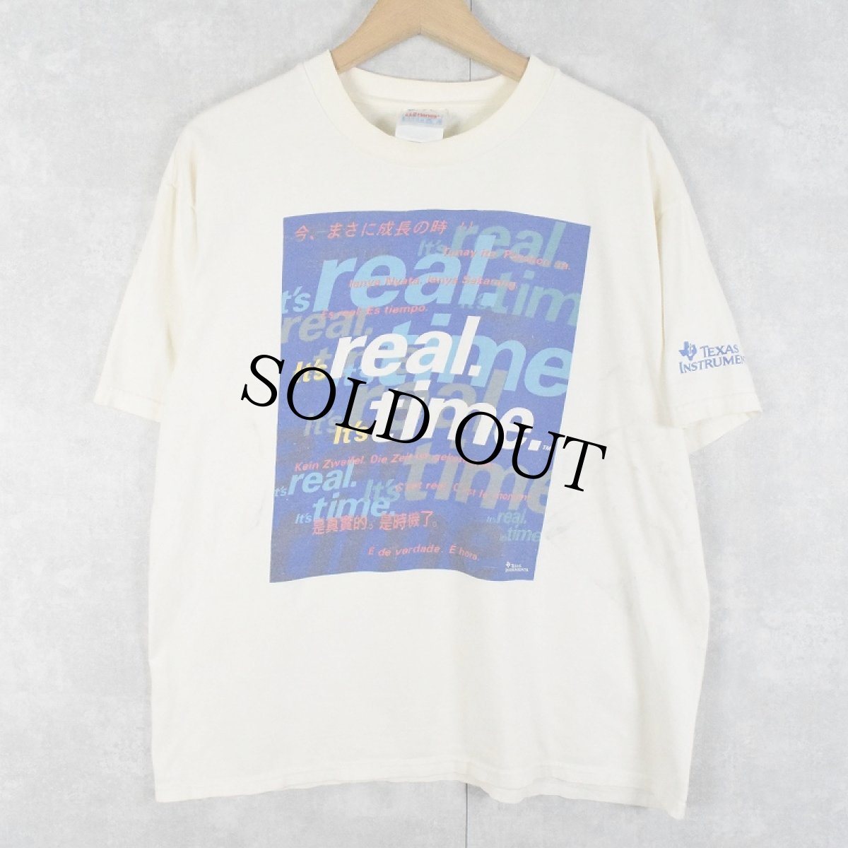 画像1: 2000's TEXAS INSTRUMENTS "It's real. It's time" テクノロジー企業 プリントTシャツ L (1)