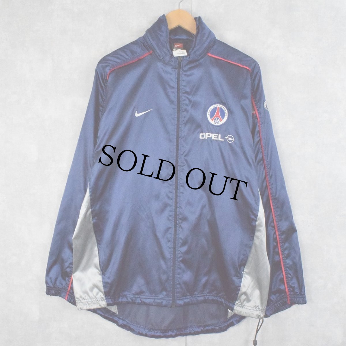 画像1: 2000's NIKE "PARIS SAINT-GERMAIN" サッカーチームナイロンジャケット NAVY M (1)