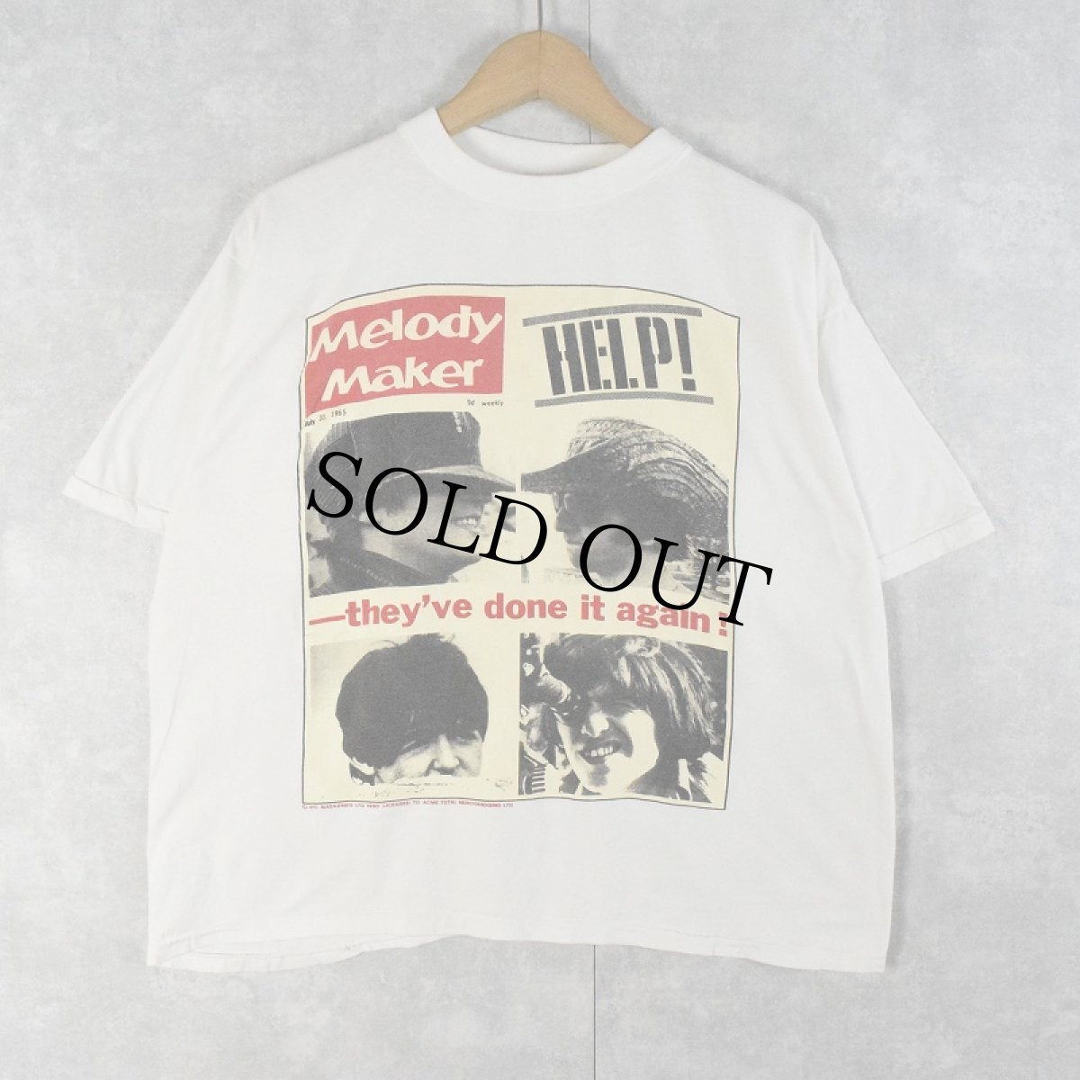 画像1: 90's THE BEATLES "Melody Maker" ロックバンド マガジンプリントTシャツ L (1)